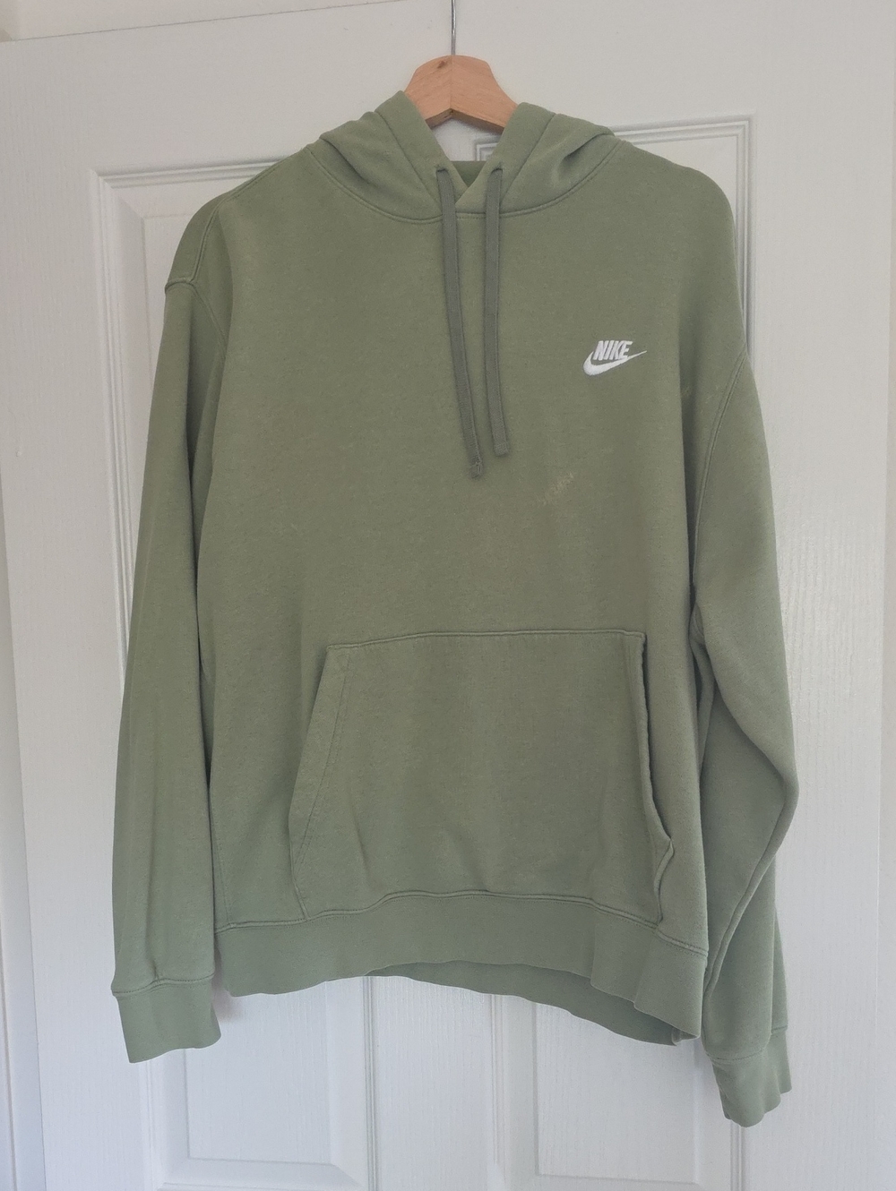 Nike Men’s Olive Green Crewneck Hoodie with White Logo